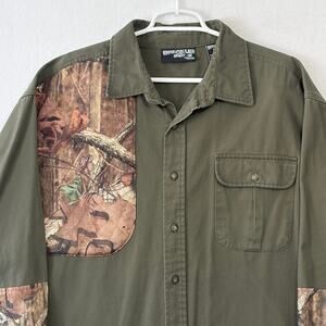 Mossy Oak Men’s 2X Button Down Tactical Shooting Hunting Shirt Green Quilted